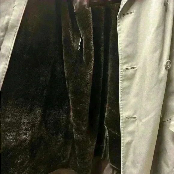 London Fog Vtg Clipper Mist All Weather Trench Coat Removable Fur Lined 40R - Picture 9 of 10